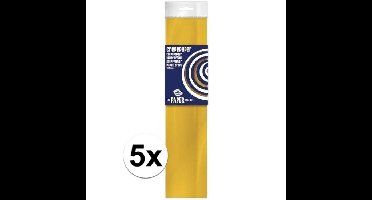 Crepe papier platte vellen - 5x - okergeel - 250 x 50 cm - Knutselen met papier - Knutselspullen