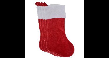 Decoratie kerstsokken - 4x - rood - H43 cm - polyester - traditioneel - kerstsokken