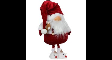 Decoratie pop - gnome kerstman - 68 cm - rood/wit - staand - kerstdecoratie