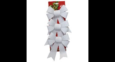 Decoratie strikken - 3x st - wit - 15 x 24 cm - strikjes