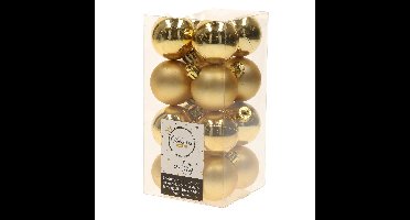 Decoris 16x stuks kunststof kerstballen goud 4 cm