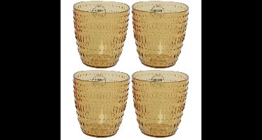 Decoris drinkbekers - Set van 4x stuks - kunststof - geel - 200 ml