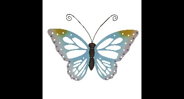 Decoris Grote muurvlinder - 1x - blauw - 51 x 38 cm - tuindecoratie - tuinvlinder