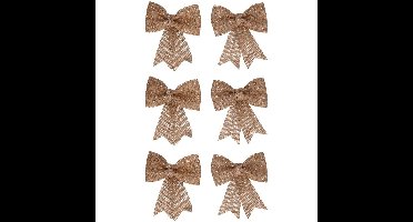 Decoris Kerst decoratie strikjes - 20x - jute - glitters - 13 cm