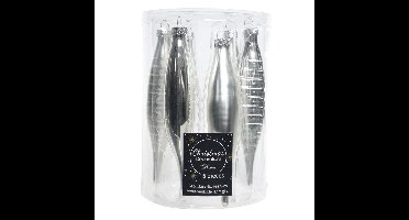 Decoris kerstbal pegels - 6x - zilver - D15 cm - glas - kersthangers - ijspegels