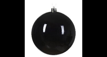 Decoris Kerstbal - zwart - groot - 14 cm - kunststof - glans