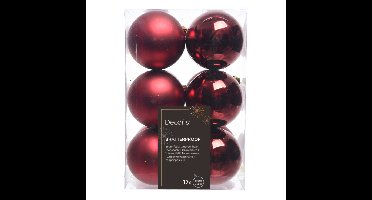 Decoris Kerstballen - 12x - donkerrood - kunststof - 6 cm - onbreekbaar - kerstversiering