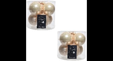 Decoris Kerstballen - 12x - glas - 6 stuks - champagne - 8 cm