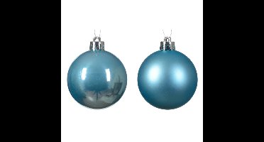 Decoris kerstballen - 12x - kunststof - ijs blauw - 6 cm