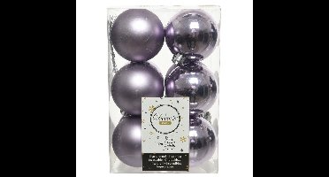 Decoris kerstballen - 12x st - lila paars - 6 cm - kunststof - mat/glans - kerstversiering