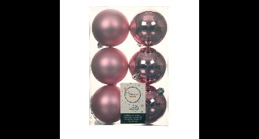 Decoris Kerstballen - 12x st - lippenstift roze - D8 cm - kunststof - kerstversiering