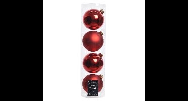 Decoris kerstballen - 12x st - rood - D10 cm - glas - kerstversiering