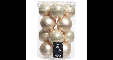 Decoris kerstballen - 16x - champagne - D8 cm - glas - kerstversiering