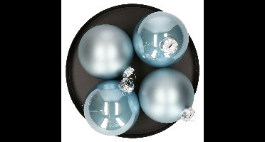 Decoris kerstballen - 16x st - lichtblauw - D10 cm - glas - kerstversiering