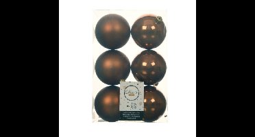 Decoris Kerstballen - 18x st - kaneel bruin - D8 cm - kunststof - kerstversiering