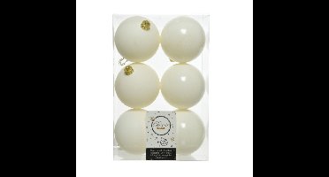 Decoris Kerstballen - 18x st - wol wit - 8 cm - kunststof - kerstversiering