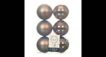 Decoris Kerstballen - 24x st - walnoot bruin - D8 cm - kunststof - kerstversiering