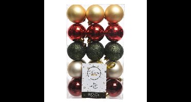 Decoris kerstballen - 30x st - rood/groen/goud - D6 cm - kunststof - kerstversiering