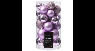 Decoris kerstballen - 30x stuks - 4, 5 en 6 cm - lila paars - kunststof