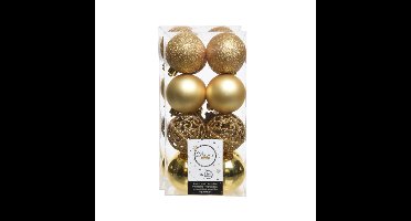 Decoris Kerstballen - 32x st - goud - D6 cm - kunststof - kerstversiering