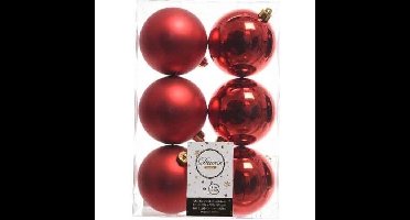 Decoris Kerstballen - 42x st - rood - D8 cm - kunststof - kerstversiering