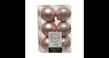 Decoris kerstballen - 48x st - lichtroze - 6 cm - kunststof - kerstversiering