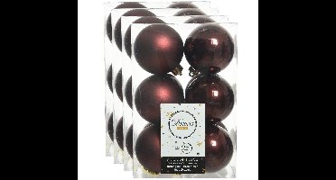 Decoris kerstballen - 48x stuks - mahonie bruin - kunststof - 6 cm