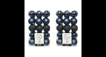 Decoris kerstballen - 60x st - donkerblauw - D6 cm - kunststof - kerstversiering