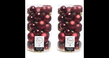 Decoris kerstballen - 60x st - donkerrood - 4-5-6 cm - kunststof - kerstversiering