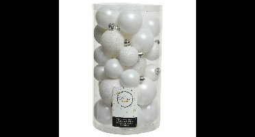 Decoris kerstballen - 60x st - wit - 4-5-6 cm - kunststof
