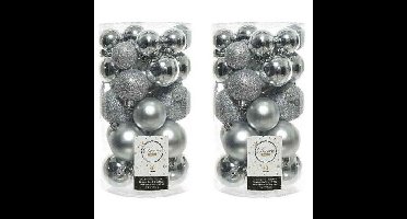 Decoris kerstballen - 60x st - zilver - 4-5-6 cm - kunststof - kerstversiering