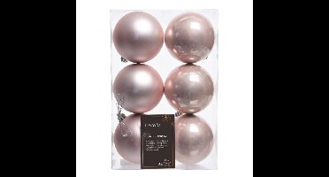 Decoris Kerstballen - 6x st - lichtroze - D8 cm - kunststof - kerstversiering