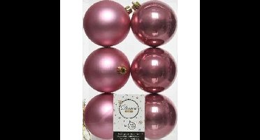 Decoris Kerstballen - 6x st - oudroze - D8 cm - kunststof - kerstversiering