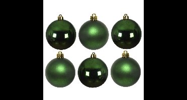Decoris Kerstballen - 6x stuks - donkergroen - glas - 8 cm