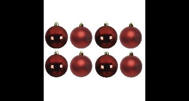 Decoris Kerstballen - 8x st - donkerrood - 10 cm - kunststof - kerstversiering