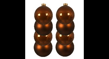 Decoris kerstballen - 8x st - kaneel bruin - D10 cm - glas - kerstversiering
