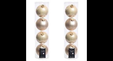 Decoris kerstballen - 8x st - licht champagne - D10 cm - glas - kerstversiering