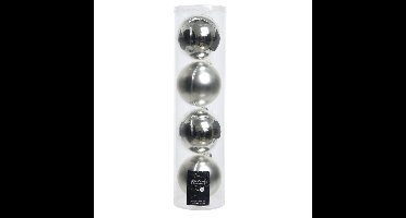 Decoris kerstballen - 8x st - zilver - D10 cm - glas - kerstversiering