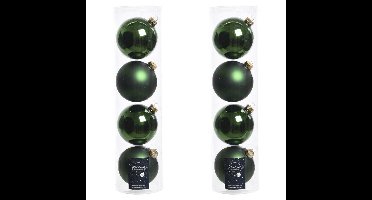 Decoris Kerstballen - 8x stuks - donkergroen - glas - 10 cm