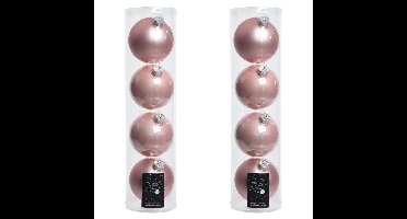 Decoris Kerstballen - 8x stuks - lichtroze - glas - 10 cm