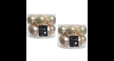 Decoris Kerstballen set - 20x - parel/champagne kleur - glas - 6 cm