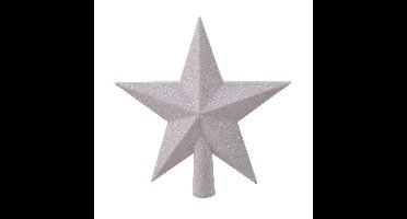 Decoris kerstboom piek - ster vorm - wit parelmoer - glitter - 19 cm - kunststof - kerstpiek