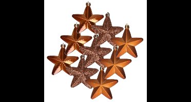 Decoris kersthanger sterren - 12x st - kaneel bruin - 7 cm - kunststof - kerstornamenten