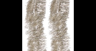 Decoris kerstslinger - 4x - zilver/champagne - 270 x 7 cm - folie/lametta - glans