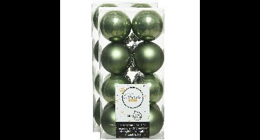 Decoris kleine kerstballen - 32x st - mosgroen - 4 cm - kunststof - onbreekbare kerstballen