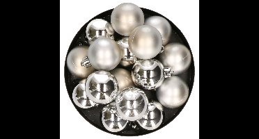 Decoris kleine kerstballen - 32x st - zilver - 4 cm - kunststof - onbreekbare kerstballen