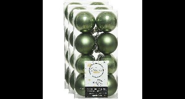 Decoris kleine kerstballen - 48x st - mosgroen - 4 cm - kunststof - onbreekbare kerstballen