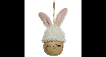 Decoris Paasei - 12 cm - wit - kunststof - paashaas - paasversiering - pasen