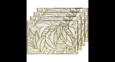 Decoris Tafel placemats - 4x - gouden bladeren - 30 x 45 cm - diner - ontbijt - kerst