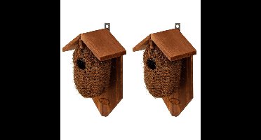 Decoris Vogelhuisje - 2x stuks - kokos - nestbuidel - 26 cm